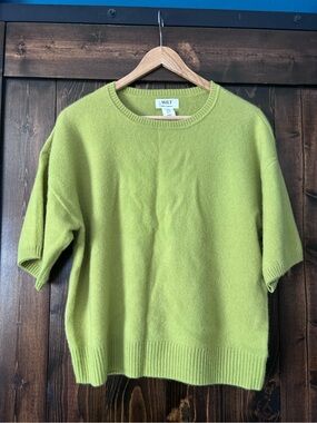 Wilt Lime Green Short Sleeve Cashmere Sweater